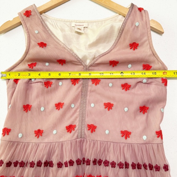 Sundance Pink Embroidered Mesh Sleeveless Dress 2 - Picture 9 of 12